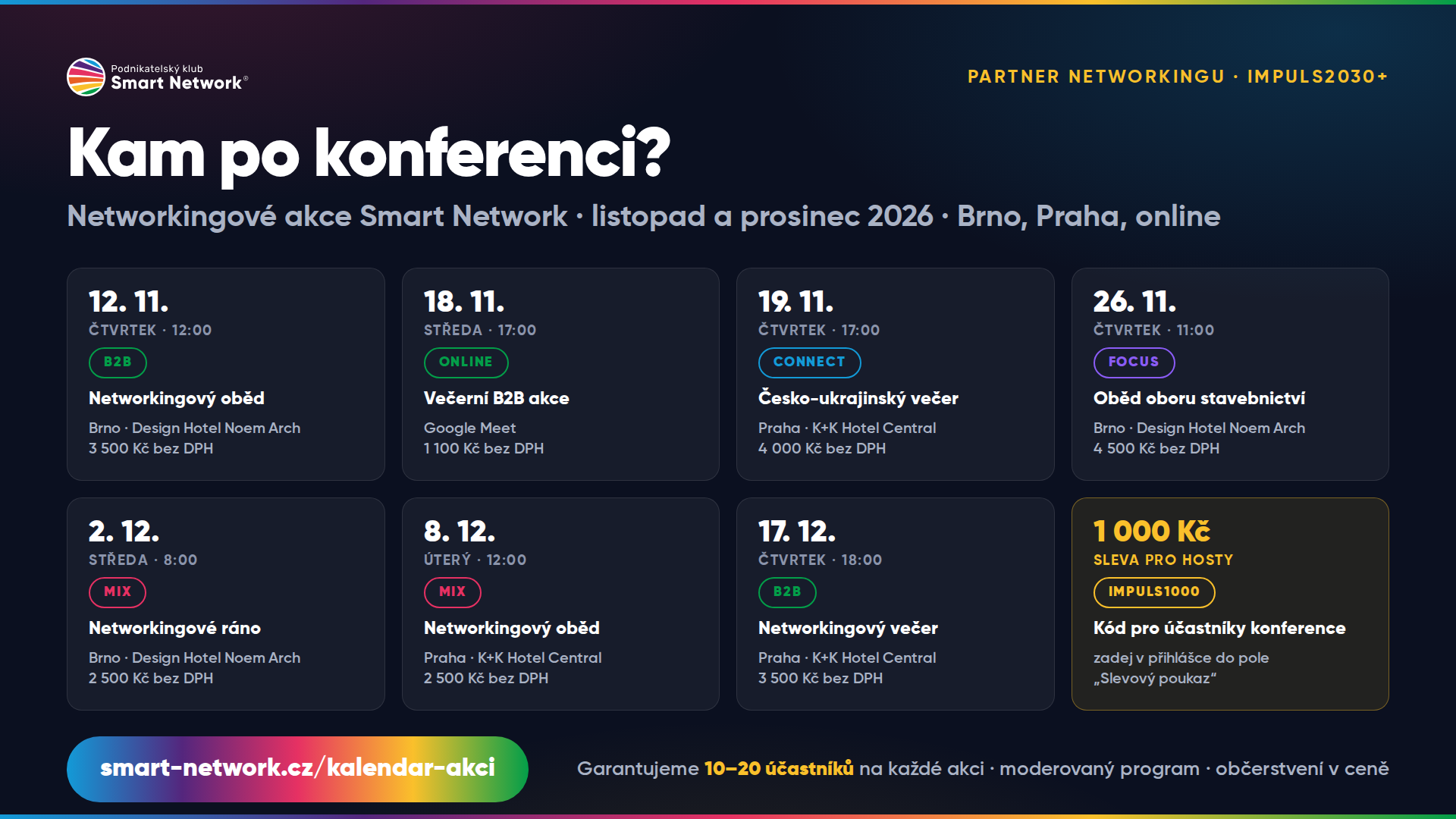 Slide s kalendářem akcí pro projekci