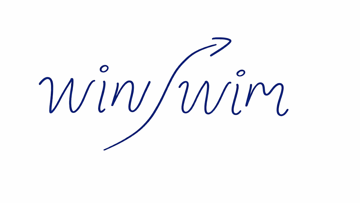 WinSwim logo — cursive s vlnka-šípkou v strede